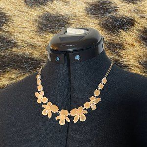 J Crew Gold Tone Peach Faceted Stone Cluster Statement Necklace